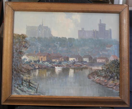 William Longstaff (1879-1953) View of Arundel from the river 40 x 50cm